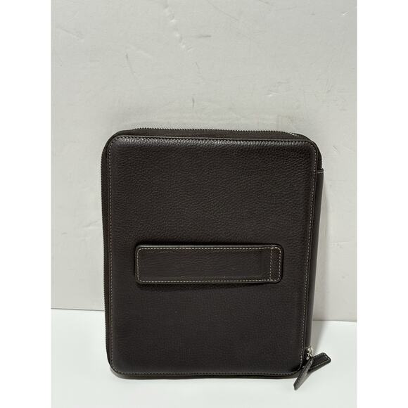 Levenger Tablet Ipad 3rd 4th generation Leather Zip Folio Case Brown - Picture 3 of 9